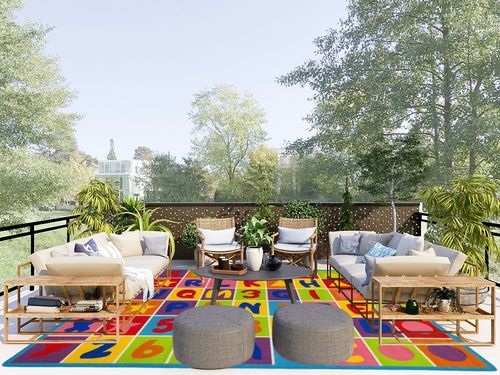 Champion Rugs Kids Area Rug ALPHABET Learning/ Playtime Carpet (8 Feet X 10 Feet) in Scandinavian Modern Patio