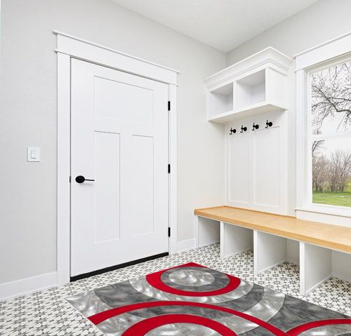 GLORY RUGS Area Rug Modern 5x7 Light red Circles Geometry Soft Hand Carved Contemporary Floor Carpet Fluffy Texture for Indoor Living Dining Room and Bedroom Area in White Modern Entryway