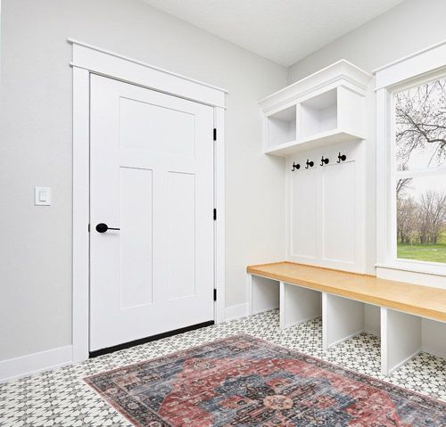 Roxstand 5x7 Area Rugs, Stain Resistant Machine Washable Area Rugs with Non-Slip Backing, Vintage Rugs for Bedroom, Living Room, Large Soft Low Pile Area Rug (Navy/Red, 5'x7') in White Modern Entryway