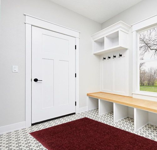 Well Woven Elle Basics | Emerson Shag Deep Red | Textured (5'3" x 7'3") Area Rug in White Modern Entryway