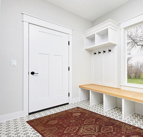 Maples Rugs Georgina Traditional Area Rugs for Living Room & Bedroom [Made in USA], 5 x 7, Red/Gold in White Modern Entryway