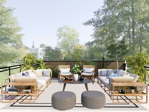 Nourison Essentials Indoor/Outdoor Solid Bordered Ivory/Black 8' x 10' Area Rug, Easy Cleaning, Non Shedding, Bed Room, Living Room, Dining Room, Backyard, Deck, Patio (8x10) in Scandinavian Modern Patio