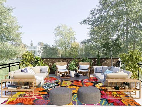 Unique Loom Lyon Collection Area Rug - Kennedy (8' x 10' Rectangle, Black/ Green) in Scandinavian Modern Patio