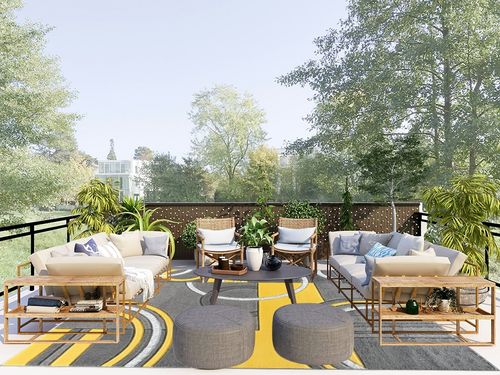 GLORY RUGS Area Rug Modern Soft Hand Carved Contemporary Floor Carpet with Premium Fluffy Texture for Indoor Living Dining Room and Bedroom Area (8x10, Yellow) in Scandinavian Modern Patio