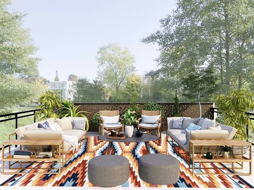 JONATHAN Y SWC101A-8 Konya Diamond Kilim Geometric Indoor Area Rug, Southwestern, Geometric, Bohemian, Bedroom, Kitchen, Living Room, Easy-Cleaning, Non-Shedding, 8 X 10, Yellow/Red/Blue in Scandinavian Modern Patio