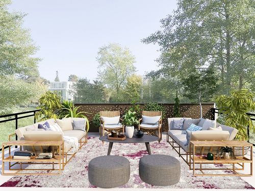 Eyely PTC103B-8 Contemporary POP Modern Abstract Vintage Faded Indoor Area Rug Bohemian;Rustic;Transitional, Bedroom, Kitchen, Living Room, Easy-Cleaning, Non-Shedding, 8 X 10, Maroon/Gray in Scandinavian Modern Patio