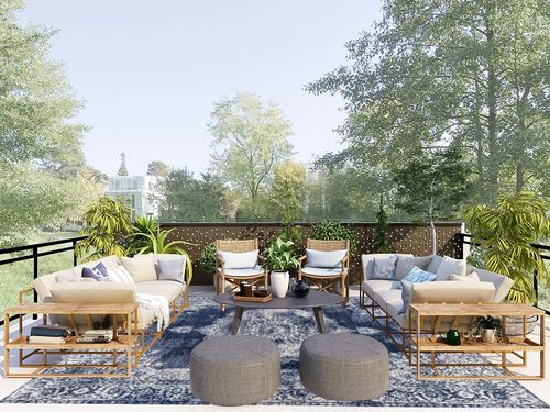 Eyely PDM403D-8 Modern Rosalia Cottage Medallion Indoor Area Rug Bohemian;Traditional;Vintage, Bedroom, Kitchen, Living Room, Easy-Cleaning, Non-Shedding, 8 X 10, Navy/Ivory in Scandinavian Modern Patio