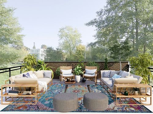 SAFAVIEH Crystal Collection Area Rug - 8' x 10', Teal & Rose, Medallion Distressed Design, Non-Shedding & Easy Care, Ideal for High Traffic Areas in Living Room, Bedroom (CRS501T) in Scandinavian Modern Patio