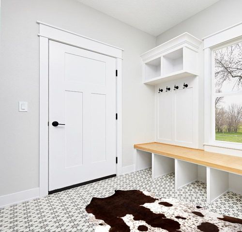 Quenlife Cowhide Rug for Living Room, Soft Cow Print Rug Cute Cow Rug for Bedroom, Cow Hide Rug Faux Animal Rug for Western Home Theme Room Decor, White and Browm, 5.2 x 6.2 ft in White Modern Entryway