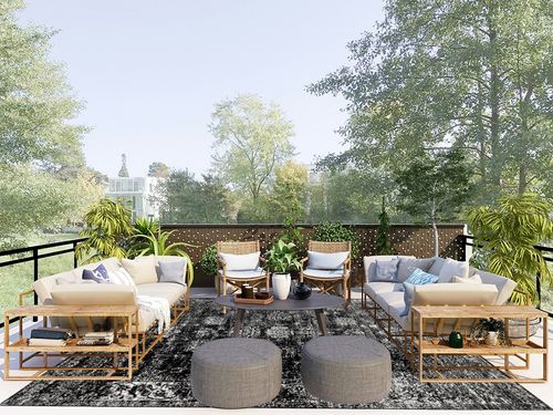 Unique Loom Sofia Collection Area Rug - Casino (7' 10" x 10' Rectangle, Black/ Ivory) in Scandinavian Modern Patio
