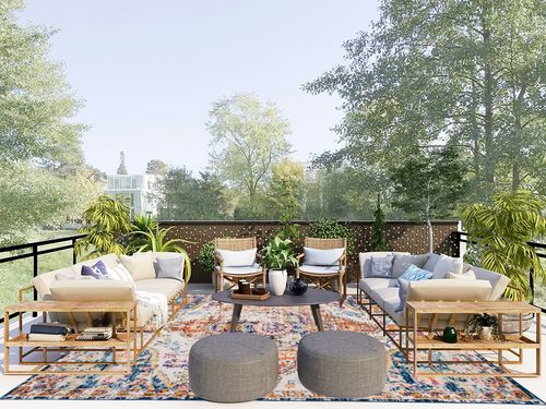 Rugshop Vintage Distressed Bohemian Area Rug 7'10" x 10' Multi in Scandinavian Modern Patio