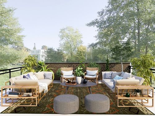 Antep Rugs Alfombras Non-Skid (Non-Slip) 8x10 Rubber Back Bohemian Distressed Moroccan Boho Low Pile Profile Indoor Area Rug (Green, 7'10" x 10') in Scandinavian Modern Patio