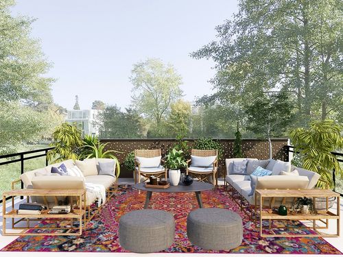 New Marlboro Oriental Bohemian Living Room Bedroom Area Rug - Persian Vintage Medallion Look - Floral Boho Carpet - Bright Colorful - Purple, Red, Orange, Pink - 7'10" x 10' in Scandinavian Modern Patio