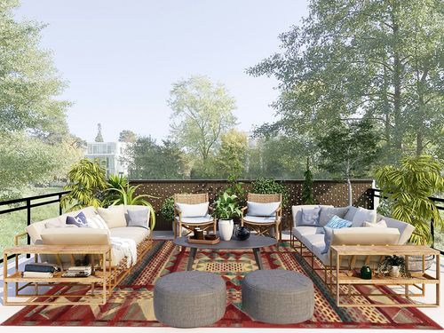 GlowSol Area Rug 8x10 Bohemian Area Rug for Living Room Bedroom Thick Durable Stain-Resistant Rug Low Pile Dining Office Mat Non-Shedding Carpet for Bedroom Nursery Basement Decor in Scandinavian Modern Patio