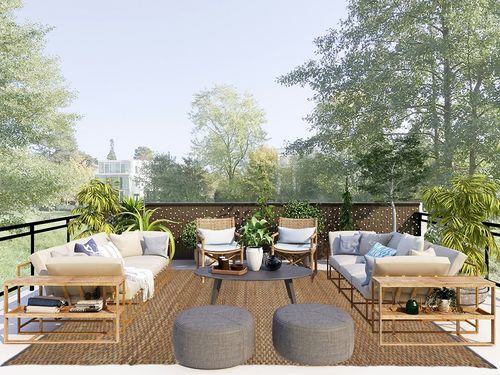 Pebble & Crane - Carlisle Rug - Woven Throw Rug - Jute and Cotton - Area Rug for Kitchen, Living Room, Bedroom, and More - Solid Trim - 8’ x 10’ - Grey in Scandinavian Modern Patio