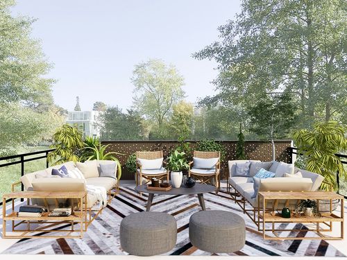 DECOMALL Coronado 8x10ft Area Rugs, Modern Geometric Faux Cowhide Patchwork Rug, Machine Washable Non Slip Carpet for Living Room Bedroom Dinning Room,8x10ft Multi in Scandinavian Modern Patio