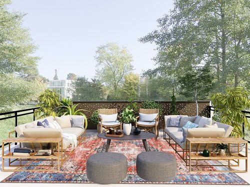 ROCYJULIN 5x7 Area Rugs for Living Room, Machine Washable Vintage Rugs for Bedroom, None Slip Persian Carpet for Dining Room Under Table, Low Pile Soft Oriental Rug, Orange/Red in Scandinavian Modern Patio