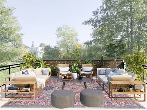 Nourison Passion Bohemian Light Grey/Pink 8' X 10' Area-Rug, Easy-Cleaning, Non Shedding, Bed Room, Living Room, Dining Room, Kitchen (8x10) in Scandinavian Modern Patio