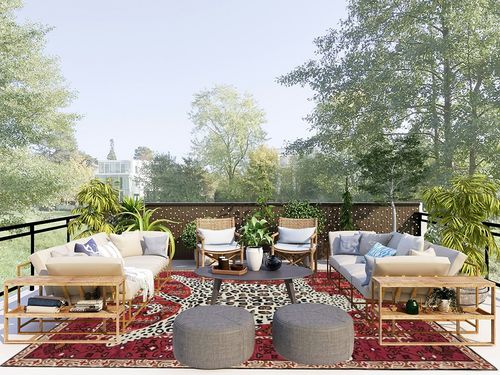 Restoration and Renovation Modern Leopard Wool Rug with Persian Background | Handmade, Animal Print Cheetah Area Carpet for Living Room, Bedroom and Kitchen Decor (4' x 6', Rust) in Scandinavian Modern Patio