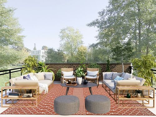 Nourison Positano Indoor/Outdoor Terracotta 8' x 10' Area Rug, Easy Cleaning, Non Shedding, Bed Room, Living Room, Dining Room, Backyard, Deck, Patio (8x10) in Scandinavian Modern Patio