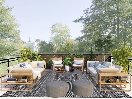 RUGSREAL Machine Washable Rug Boho Non-Slip Area Rug Stain Resistant Low Pile Rug Non-Shed Large Farmhouse Carpet for Living Room Bedroom, 8' x 10' in Scandinavian Modern Patio