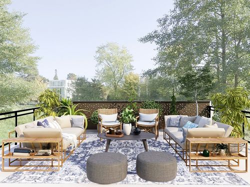 Auemtyn Washable Rug,8x10 Area Rug for Living Room, Rug with Anti-Slip Backing, Vintage Rug for Bedroom,Ultra-Thin Boho Farmhouse Rug for Home Decor(8'x10',Blue) in Scandinavian Modern Patio