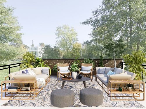 Hauteloom Erbacon Rustic Farmhouse Living Room Bedroom Dining Room Large Area Rug - Persian Style - Traditional Floral Look - Grey, Beige, Light Brown, Cream, Navy, Blue - 7'10" x 10'2" in Scandinavian Modern Patio