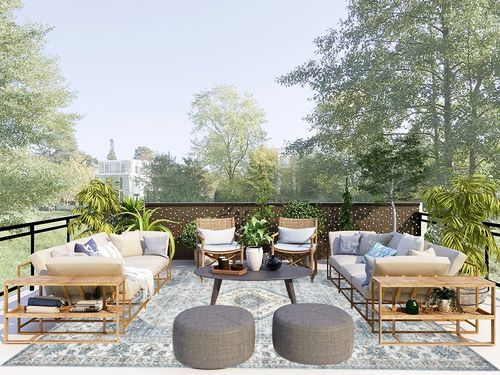 ROYHOME 8x10 Area Rug Vintage Area Rug Stain Resistant Indoor Area Rug Low Pile Non Slip Waterproof Area Rug Machine Washable Rug for Living Room Bedroom, 8' x 10' Blue in Scandinavian Modern Patio