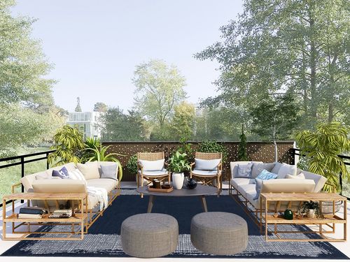 CAMILSON Navy Blue Area Rug 7'10" x 10', Easy-Cleaning Non-Shedding, Bordered for Living Room, Bedroom, Dining Room Navy Blue/Cream Indoor Area Rugs (8x10) in Scandinavian Modern Patio