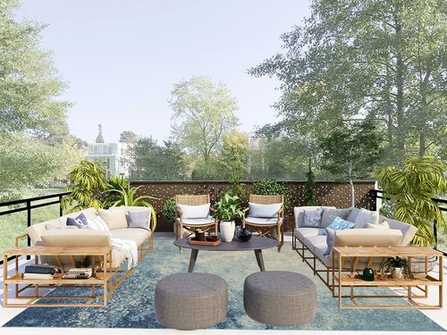 Nourison Passion Navy/Light Blue 8' x 10' Area -Rug, Modern, Abstract, Easy -Cleaning, Non Shedding, Bed Room, Living Room, Dining Room, Kitchen (8x10) in Scandinavian Modern Patio