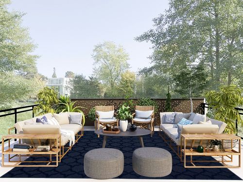 Garland Rug Sparta 8-Feet by 10-Feet Area Rug Navy in Scandinavian Modern Patio