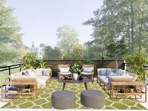 Unique Loom Trellis Collection Area Rug - Philadelphia (8'x 10' Rectangle, Light Green/ Beige) in Scandinavian Modern Patio