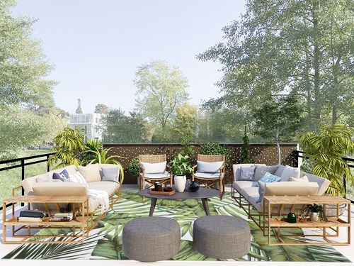 CAREMEE 8x10 Washable Area Rug Palm Tree Leaf Area Rug Indoor Throw Carpet Rug Non Slip Low Profile Non-Shedding Large Area Rug for Living Room Bedroom Kitchen, 8' x 10' Green in Scandinavian Modern Patio