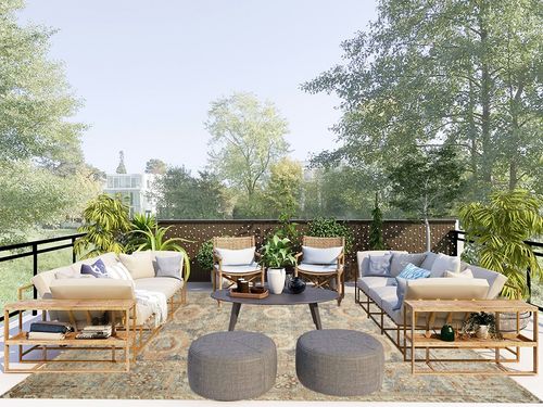 Loloi II Margot Collection MAT-03 Ocean/Spice 7'-6" x 9'-6" Area Rug feat. CloudPile in Scandinavian Modern Patio