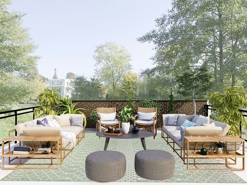 Nourison Positano Indoor/Outdoor Blue Green 8' x 10' Area Rug, Easy Cleaning, Non Shedding, Bed Room, Living Room, Dining Room, Backyard, Deck, Patio (8x10) in Scandinavian Modern Patio