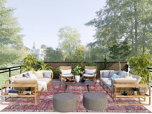 Safavieh Tucson Collection Area Rug - 8' x 10', Red & Beige, Persian Distressed Design, Non-Shedding Machine Washable & Slip Resistant Ideal for High Traffic Areas in Living Room, Bedroom (TSN174Q) in Scandinavian Modern Patio