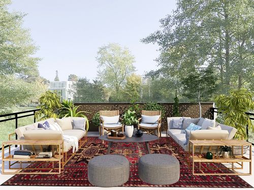 SAFAVIEH Vintage Hamadan Collection Area Rug - 8' x 10', Red & Multi, Oriental Traditional Persian Design, Non-Shedding & Easy Care, Ideal for High Traffic Areas in Living Room, Bedroom (VTH213A) in Scandinavian Modern Patio