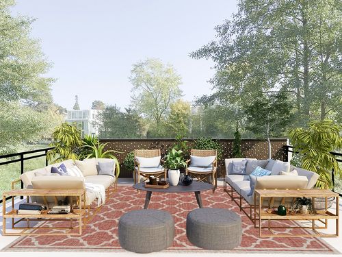 JONATHAN Y SMB109C-8 Trebol Moroccan Trellis Textured Weave Indoor Outdoor-Rug Modern Bohemian LivingRoom Backyard,8 X 10,Red/Beige in Scandinavian Modern Patio