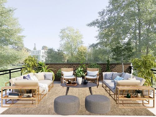 Loloi Magnolia Home by Joanna Gaines Junie Collection JUE-02 Oatmeal/Smoke 7'-10" x 10'-2", .38" Pile Height, Area Rug in Scandinavian Modern Patio