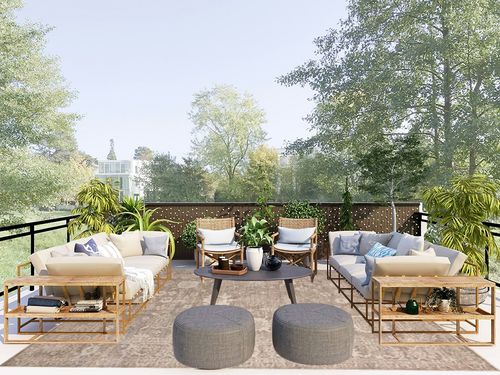 Loloi Chris Loves Julia Louisa Collection LOI-03 Taupe/Ivory 7'-10" x 10', .38" Pile Height, Area Rug in Scandinavian Modern Patio