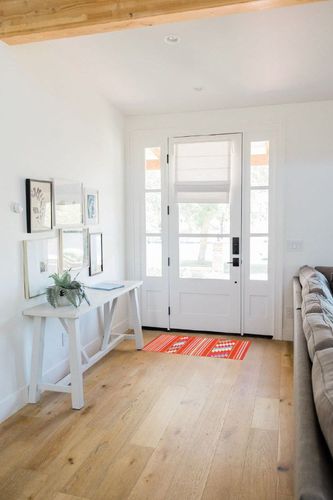 Dash and Albert Chester Kilim Handwoven Wool Rug, 2 X 3 Feet, Yellow/Orange/Blue Stripe Pattern in White Scandinavian Entryway