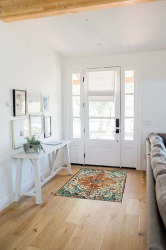 Boho Bathroom Rug,Non-Slip Distressed Entry Accent Ma in White Scandinavian Entryway