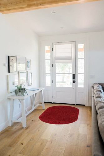 Everyday Shag Rug Red 3x5 Oval in White Scandinavian Entryway