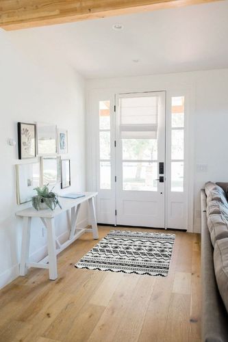 Lahome Boho Geometric Washable Area Rug in White Scandinavian Entryway