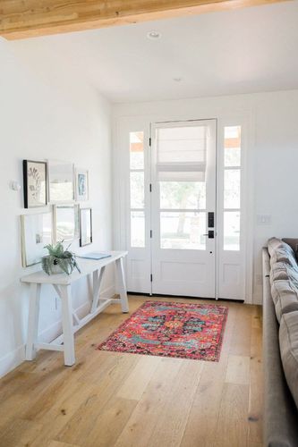 Wonnitar Boho Area Rug in White Scandinavian Entryway