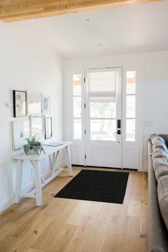 Black Casual Stain Resistant, Non Slip Bedroom, Living Room, Home Office, Dining Room Area Rug in White Scandinavian Entryway