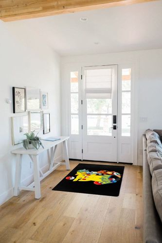 Anime Rug, Large Floor Rugs for Boys Girls Bedroom Room Decor,Washable Non-Slip Stain Resistant Carpet,for Nursery Backyard Decor 3X5Ft in White Scandinavian Entryway