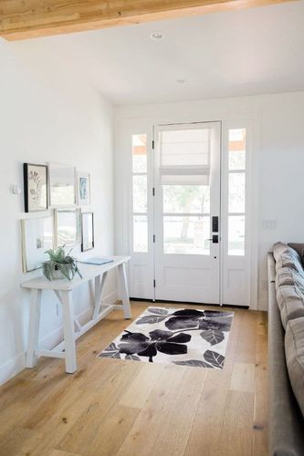 CAMILSON Solana Modern Floral 3'3" x 5' Area Rugs Non-Skid (Non-Slip) Rubber Backing Black - Gray Flowers Indoor Rug (3x5, Black Grey) in White Scandinavian Entryway