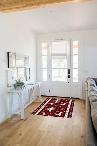 Area Rug, Snowflake Christmas Reindeer Christmas Rug, 2x3 Feet Rugs for Living Room Bedroom Kids Room Kids Room Nursery Classroom, Non-Slip Comrft Carpet Washable Rug in White Scandinavian Entryway