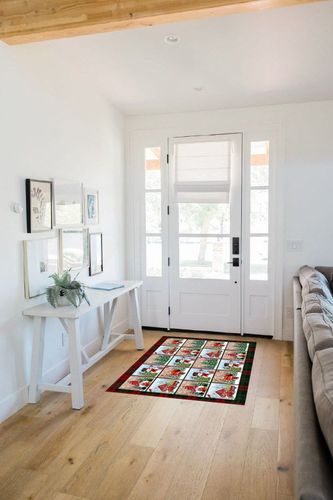 Area Rug 2x3 Feet, Xmas Truck Snowman Santa Claus Xmas Tree Christmas Rug, Rugs for Living Room Decor Bedroom Decor Kids Room, Non-Slip Living Room Rugs, Comrft Carpet Washable Rug in White Scandinavian Entryway